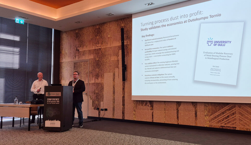 Outokumpu and Filtrabit presenting at the Green Steel World 2026 conference.